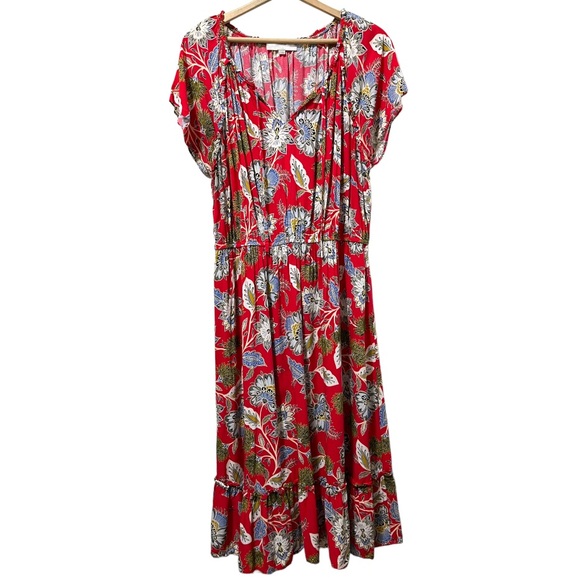 Loft Women’s Plus Size 22 Red Floral Dress - Beautiful! romantic - Picture 10 of 10